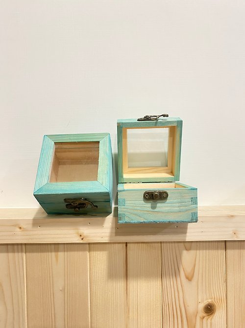 DF香水工坊 9x9x6cm永生花木盒子木質包裝盒復古透明蓋飾品盒