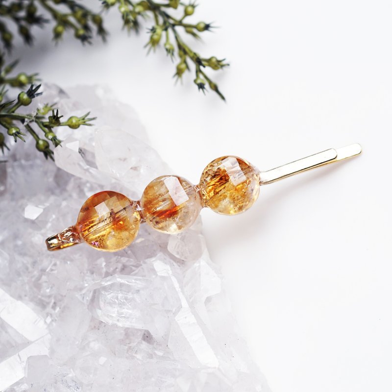 Phantom citrine jewel hairpin Lorella - เครื่องประดับผม - หิน สีส้ม