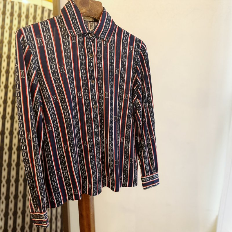 Old Celine striped top - เสื้อเชิ้ตผู้หญิง - ไฟเบอร์อื่นๆ สีน้ำเงิน