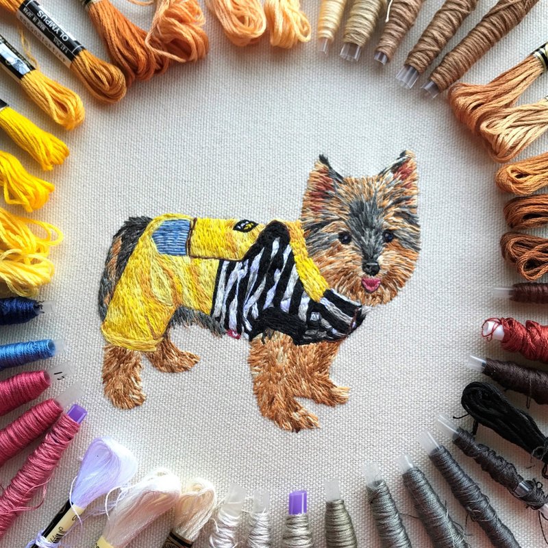 【Exclusive Custom Gift】Pet Embroidered Framed Art | Multi-Size Customization・Corporate VIP Gifts・Commemorative Presents - Custom Pillows & Accessories - Thread Multicolor