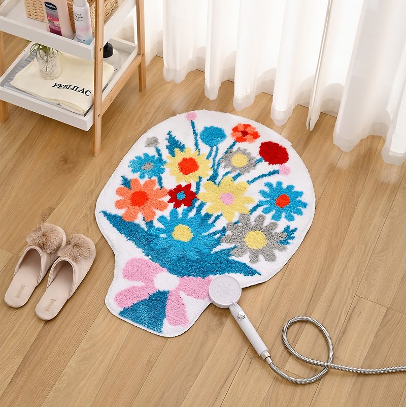 Colorful Flowers Bath Mat Cute Soft Absorbent Non-slip Bathroom Rug Floor Pad - Rugs & Floor Mats - Polyester Multicolor