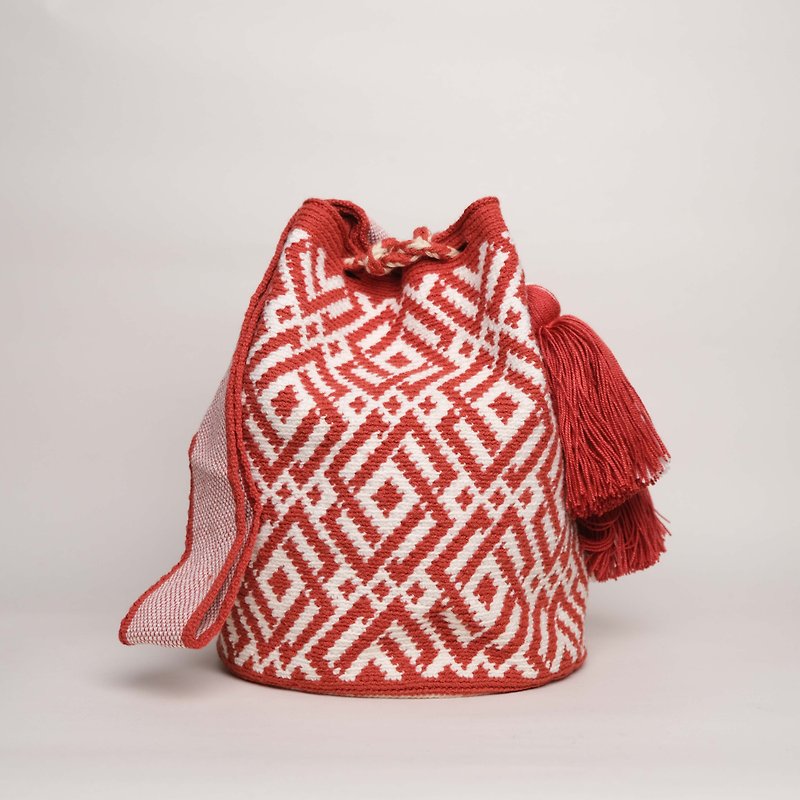 【瓦尤編織包】Secreb / 哥倫比亞 - 手袋/手提袋 - 棉．麻 紅色