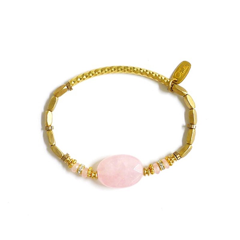 Ficelle | Handmade Brass Natural Stone Bracelet|[Pink Crystal] Zeus's Candy Jar - Bracelets - Gemstone Pink