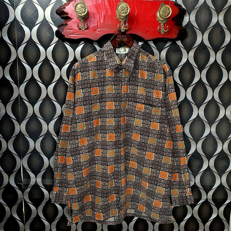 Little Turtle Gege - Square Geometric Corduroy Vintage Shirt - เสื้อเชิ้ตผู้ชาย - ผ้าฝ้าย/ผ้าลินิน 