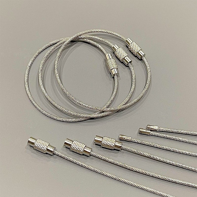 【Fulgor Jewel】 Stainless Steel Steel Wire Ring Wire Ring Wire Rope Key Ring Hanging Ring Accessories - ที่ห้อยกุญแจ - โลหะ สีเงิน