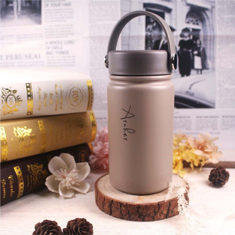 [Customized gift] Vacuum ceramic cup + customized English name - [Caramel Latte] - กระติกน้ำ - สแตนเลส 