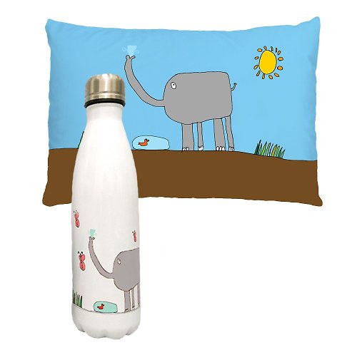 Petit Coquin 小淘氣藝術工作室 【客製化禮物】(客製商品)塗鴉小抱枕+可樂瓶組合包