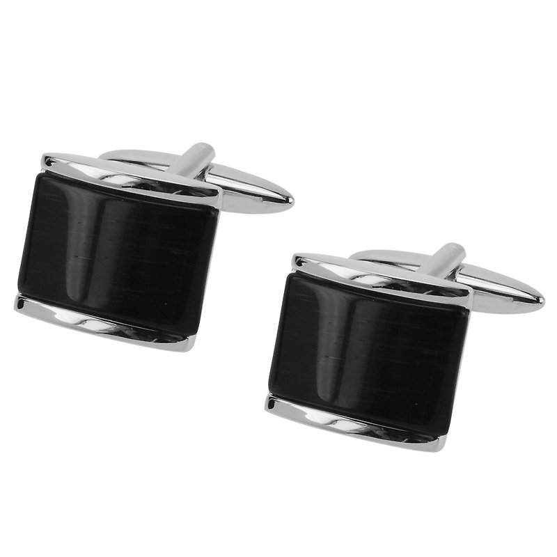 Black Catseye Domed Cufflinks - Cuff Links - Other Metals Black