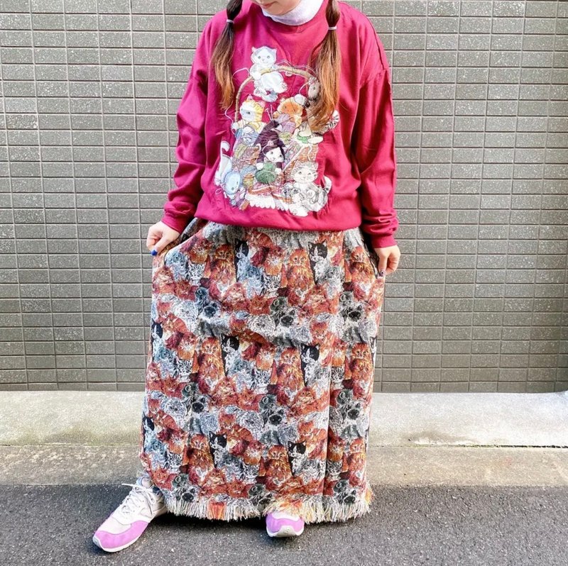 ゴブランフリンジスカート - 裙子/長裙 - 棉．麻 