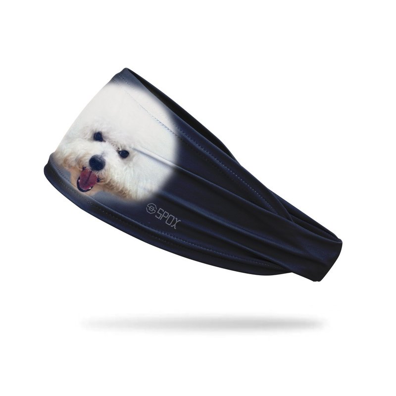 [Roaring Bichon Frize/Black]-SPOX Cool Sports Trendy Headband Customized Pet Big Head - อื่นๆ - เส้นใยสังเคราะห์ สีดำ