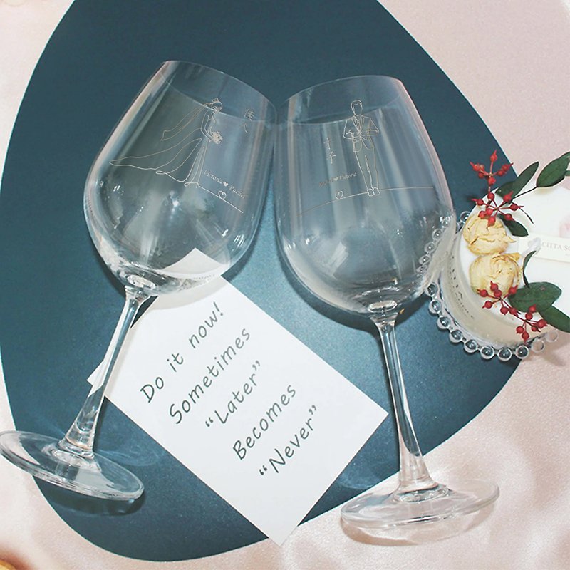 ミニマリスト シンプル ラブ シリーズ | 才能と美女のカスタム ワイン ペア - テキストの彫刻 - ワイングラス・酒器 - ガラス 