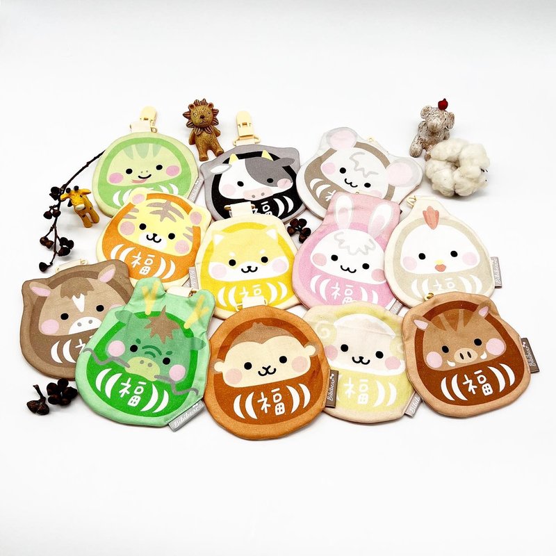 【Little Bear Bibi】Twelve Chinese Zodiac Cute Animals Six Layers Gauze Handkerchief Clip Bibib - ผ้ากันเปื้อน - ผ้าฝ้าย/ผ้าลินิน หลากหลายสี