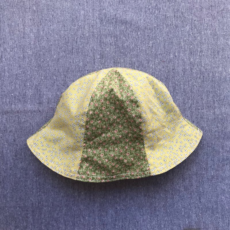 岛森家 / Beanie / double-sided cap / flower field - หมวกเด็ก - ผ้าฝ้าย/ผ้าลินิน สีเขียว