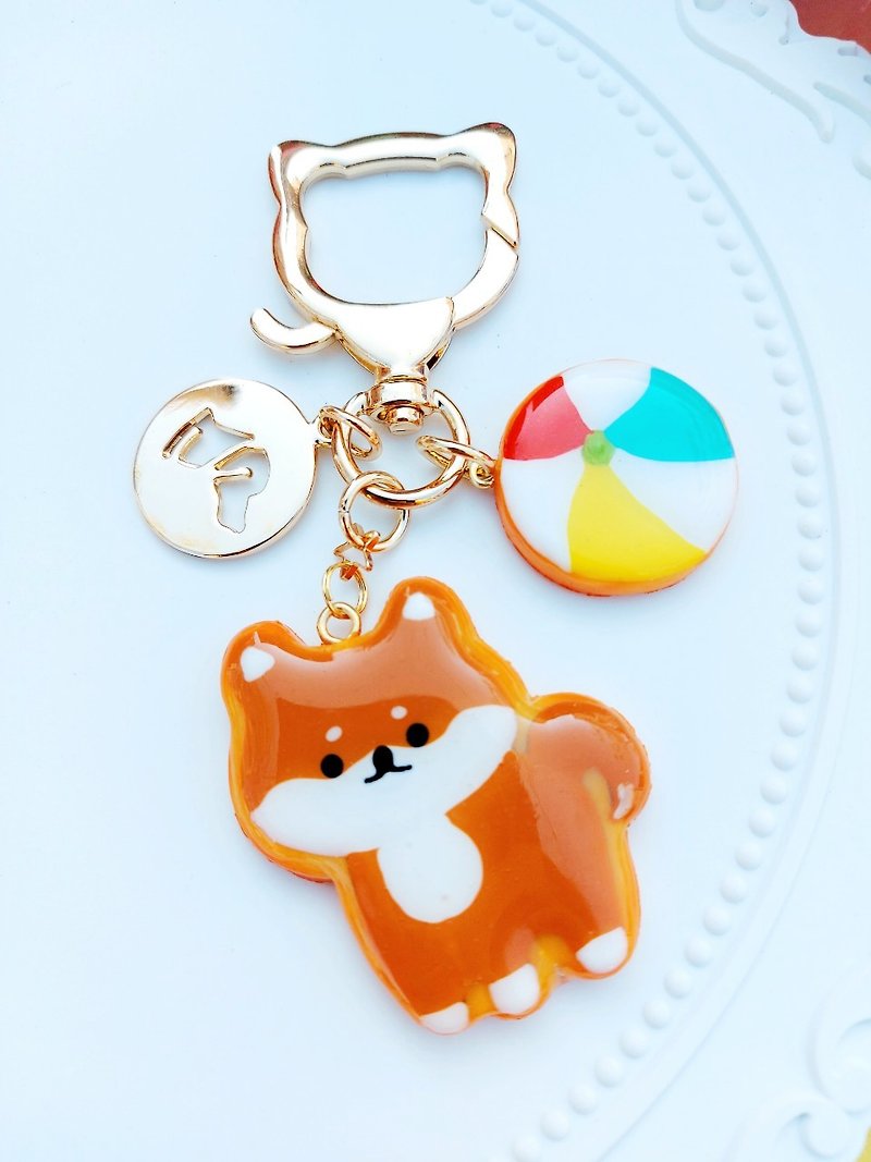 Shiba Inu kids~Imitation sugar biscuit pendant / key ring - Keychains - Clay Orange