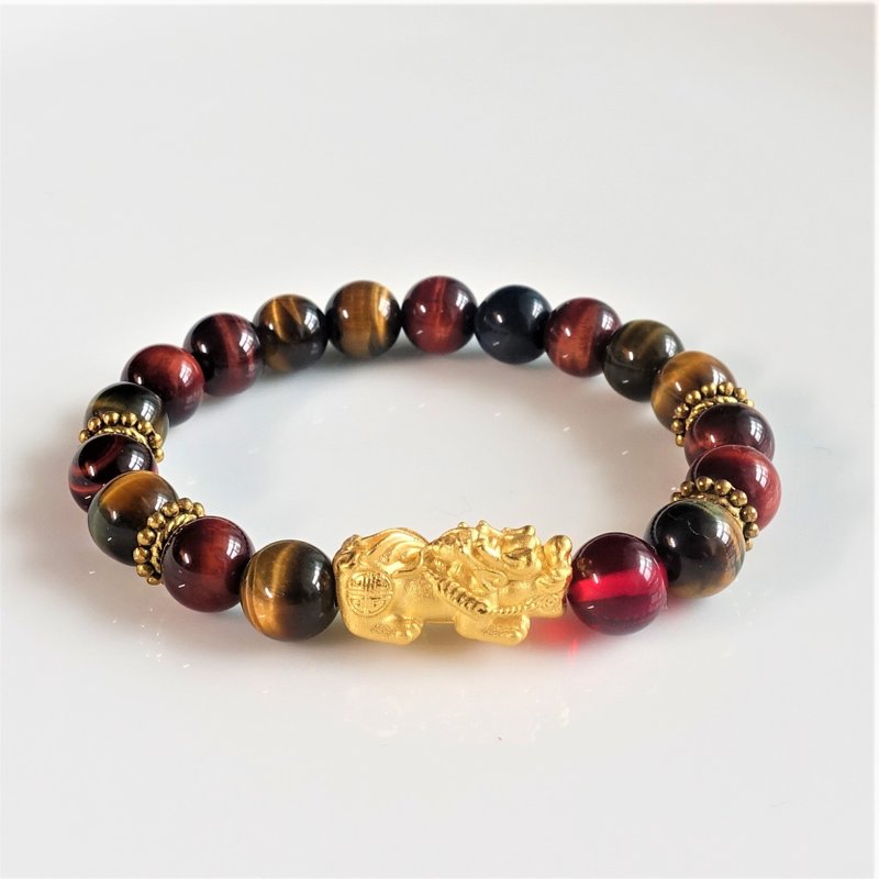 Colorful Tiger Eye Lucky Bracelet - สร้อยข้อมือ - คริสตัล สีนำ้ตาล