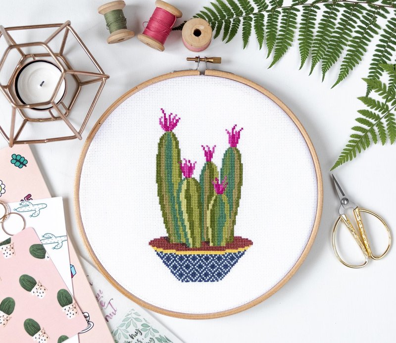 Cereus Plant Cross Stitch PDF Pattern 十字繡 - 編織/刺繡/羊毛氈/縫紉 - 其他材質 