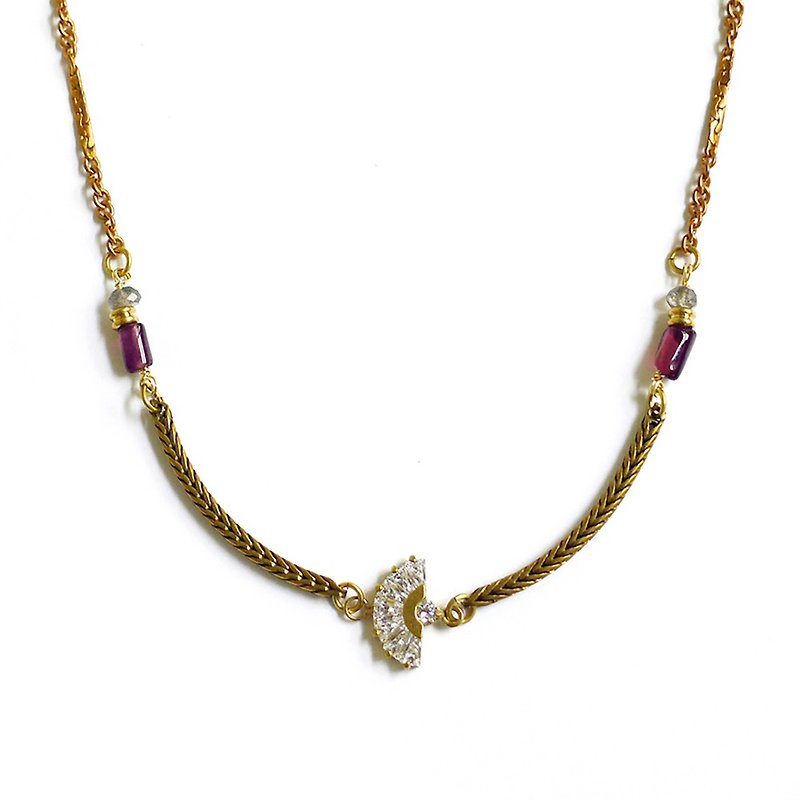 Ficelle | handmade brass natural stone bracelet | [Aegean Sea travel] red - necklace - Bracelets - Gemstone 
