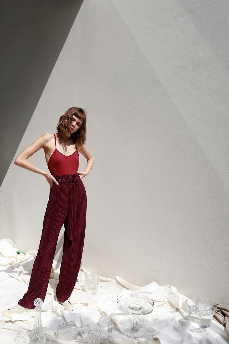 Aprilpoolday / High Pants / Red Wine / S - Women's Pants - Other Materials Red