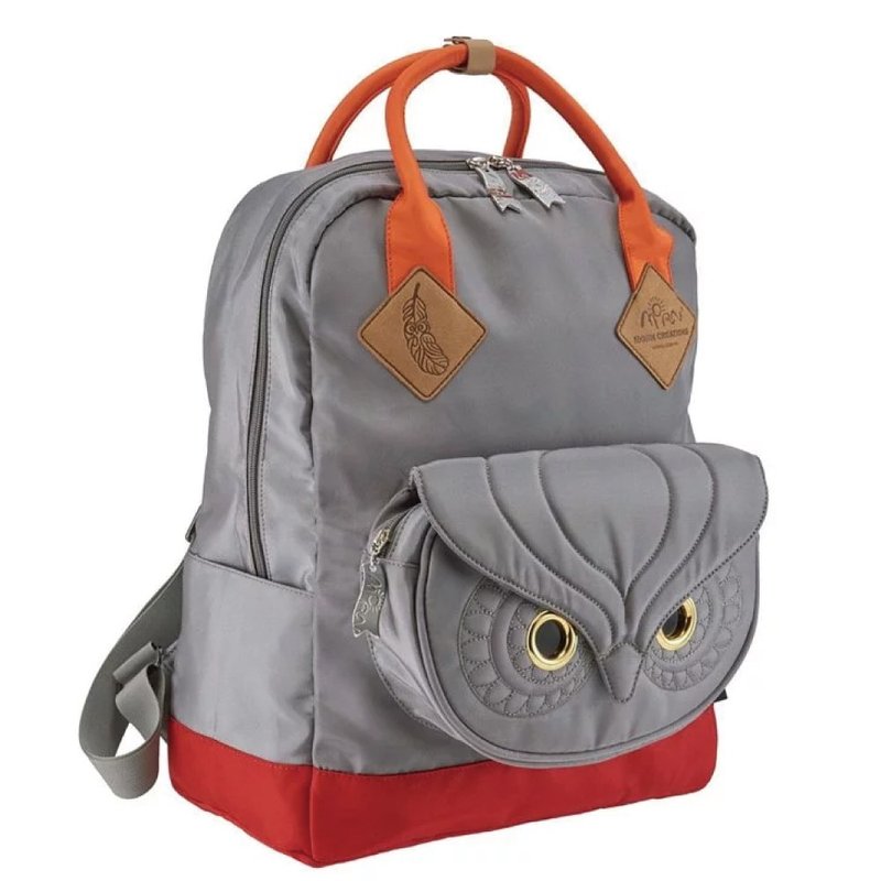 Morn Creations Owl SCHOOL Series Computer Backpack - Gray - กระเป๋าเป้สะพายหลัง - วัสดุอื่นๆ สีเทา