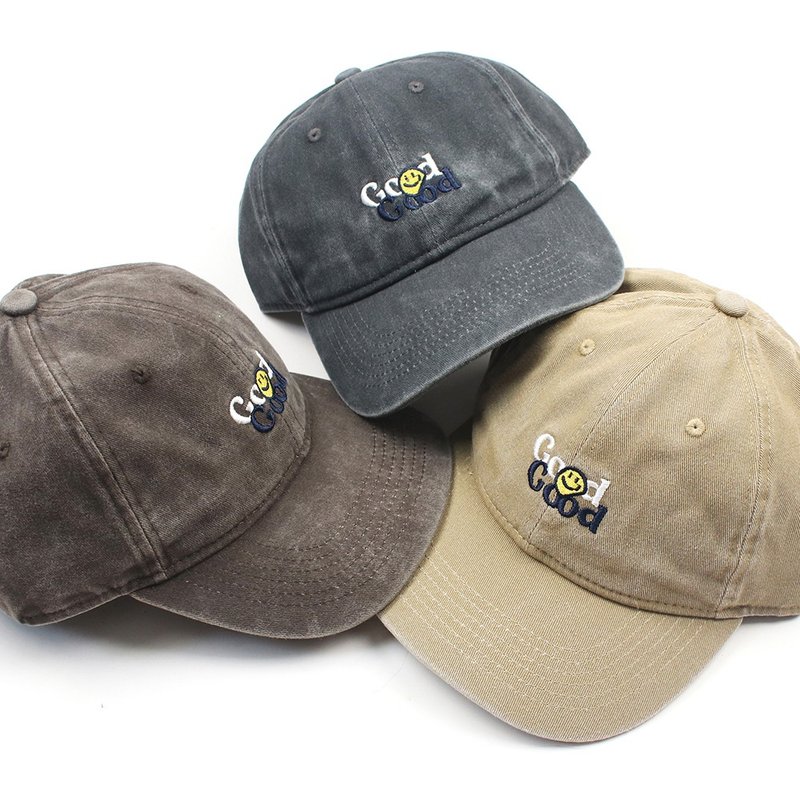 Hong Kong brand GOOD VIBES series washed old embroidered cap baseball cap Dad Cap - Hats & Caps - Cotton & Hemp Multicolor