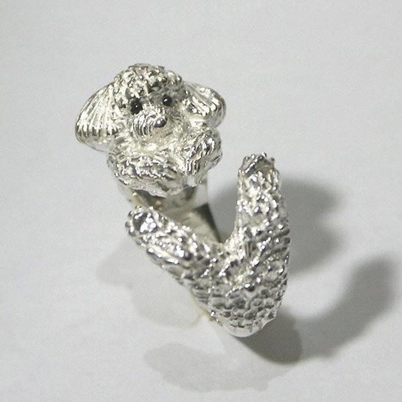 Poodle clinging ring [Free shipping] A poodle ring that clings to your fingers and has a fluffy coat. - แหวนทั่วไป - โลหะ 