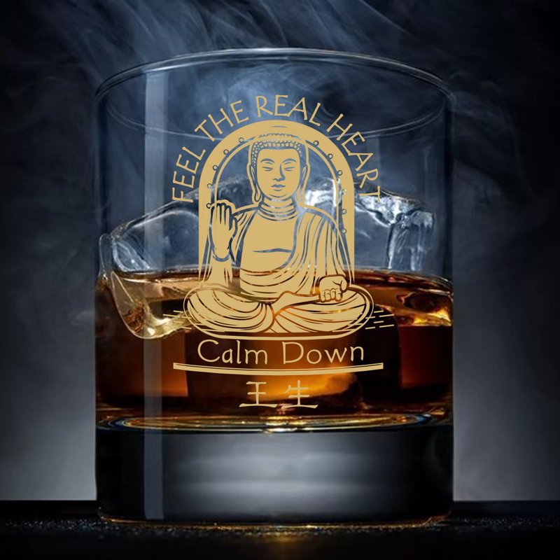 訂製禮物|佛像文字雕刻威士忌對杯 訂製生日禮物 交換禮物 客製化 - 酒杯/酒器 - 玻璃 
