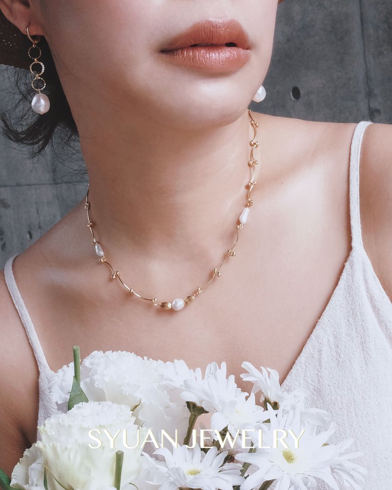 SYUAN JEWELRY | Stay Young—18K Swarovski-plated pearl necklace - Necklaces - Pearl 