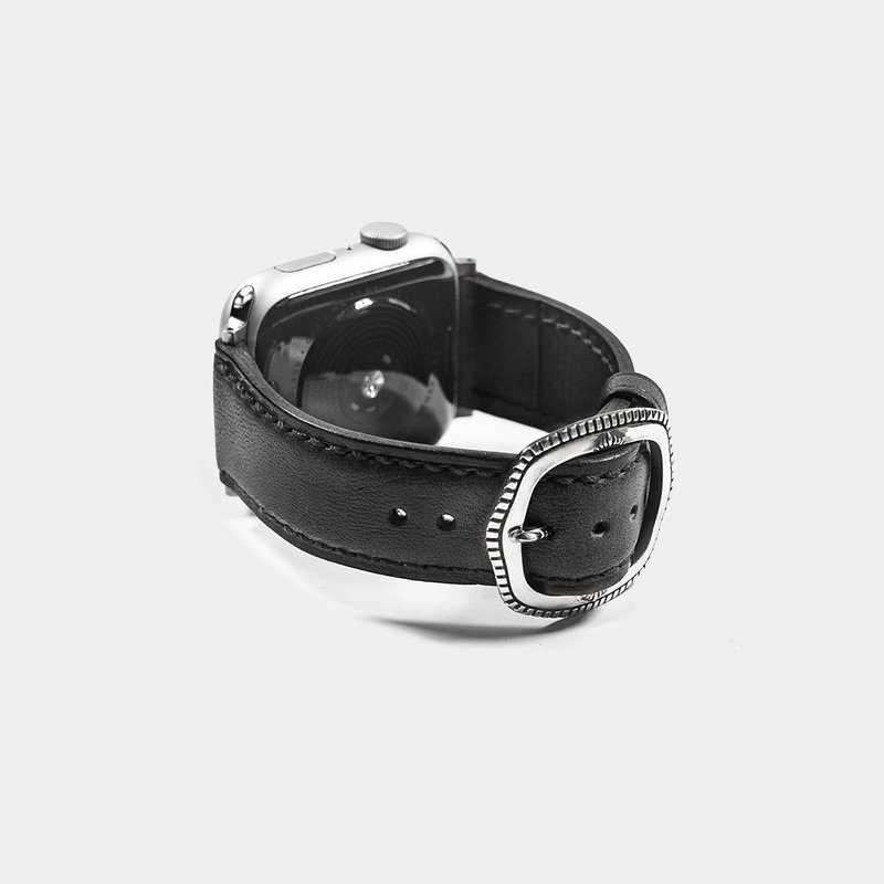 Rim Buckle Apple Watch Strap_Black - Watchbands - Genuine Leather Black