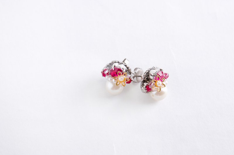 Bijou & Pearl Petit Pierce (Earring) deeppink - Earrings & Clip-ons - Other Metals Pink