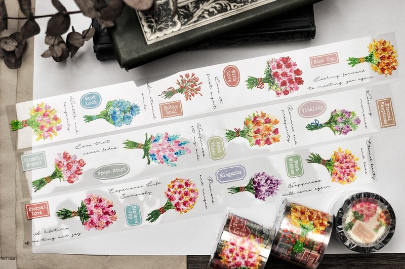 Flower Blessing Washi Tape- 4cm - มาสกิ้งเทป - พลาสติก หลากหลายสี