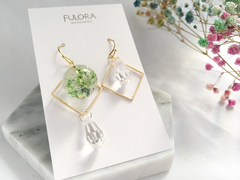Flower Marry Fairy - Turquoise Green Earrings - Earrings & Clip-ons - Resin Green