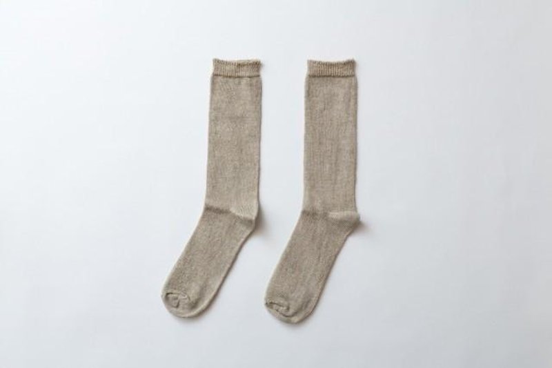 Linen knit socks (Natural) Women - อื่นๆ - ผ้าฝ้าย/ผ้าลินิน สีกากี