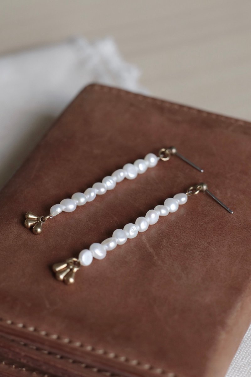To simple and elegant u Wayou whale pearl Bronze earrings can be changed Clip-On handmade design