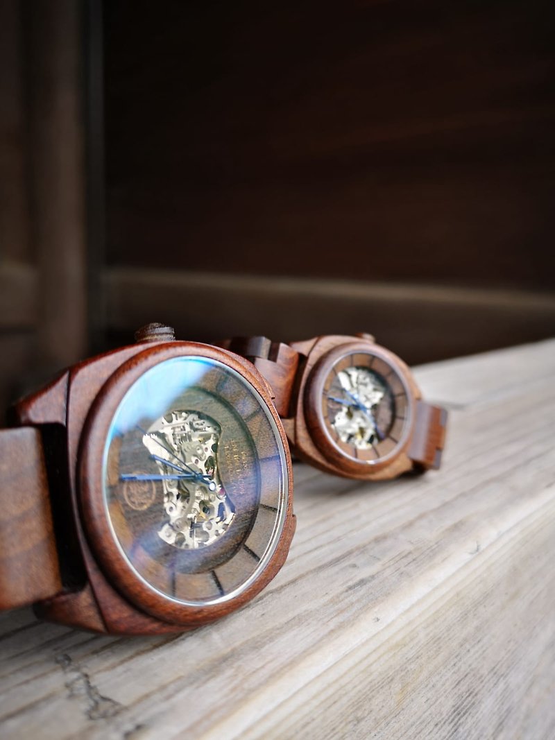 自動巻きの木製時計 - ペアウォッチ - 木製 ブラウン