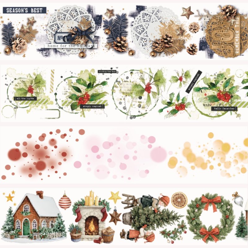 10%OFF Set – Christmas Edition 6.5cm Matte Masking Tape(4-Piece Set) - 紙膠帶/和紙/PET - 其他材質 