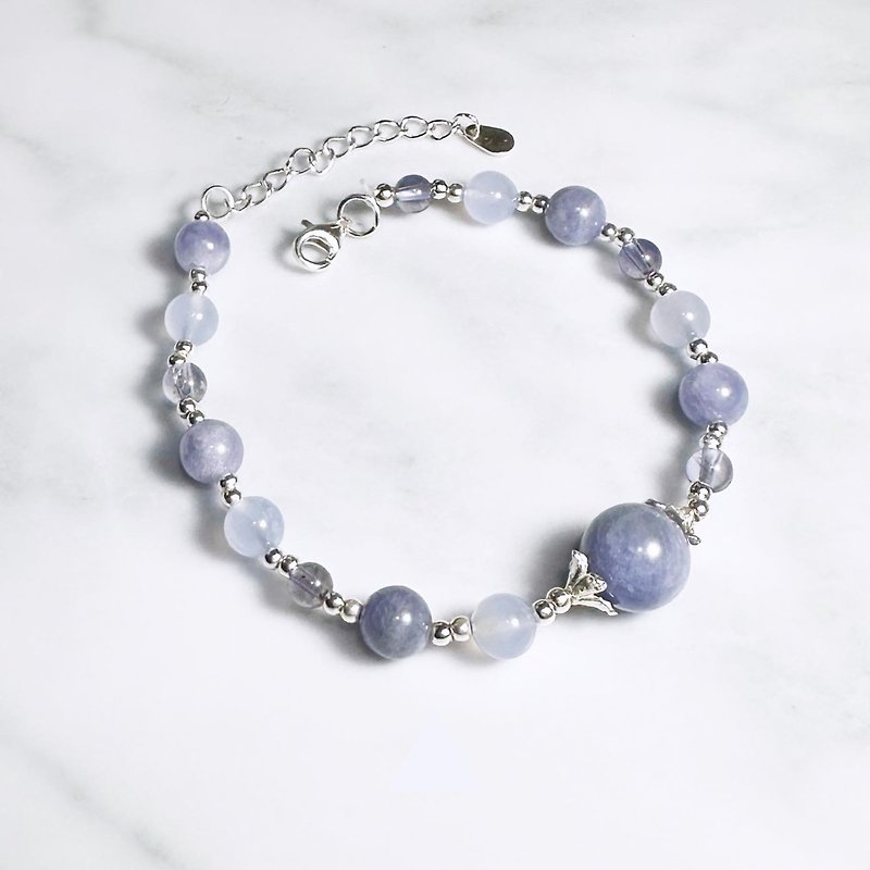 Morandi and Periwinkle Blue-Tanzanite. Heideite. Blue Agate Design Bracelet - สร้อยข้อมือ - เงิน สีม่วง
