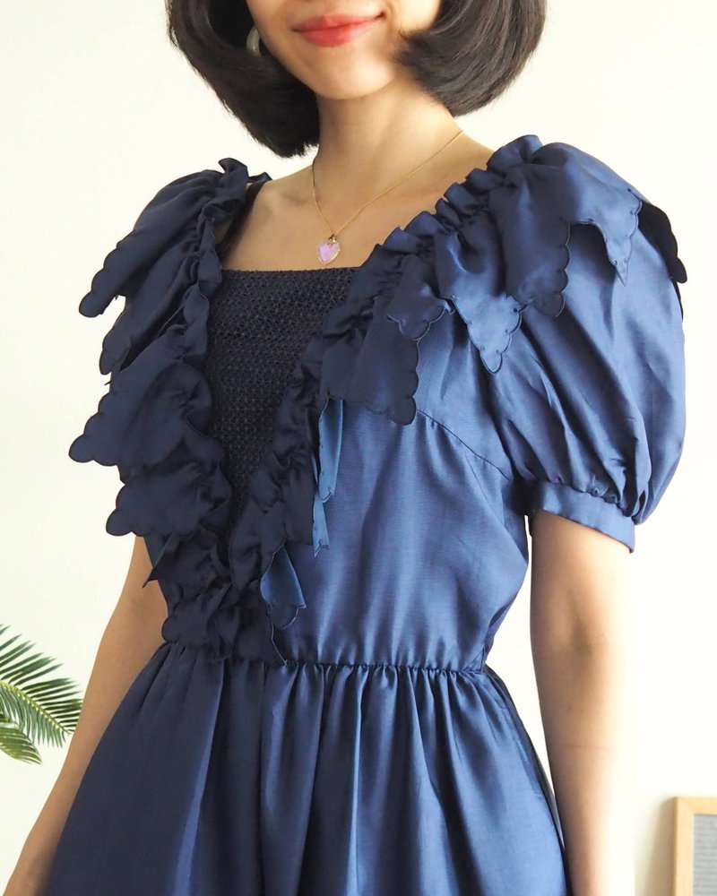 Vintage prom dress | Size M Royal blue rare detailed dress - One Piece Dresses - Polyester Blue