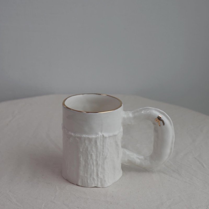 tweed mug 24K gold ribbon - แก้วมัค/แก้วกาแฟ - ดินเผา สีทอง