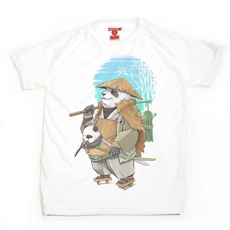 Panda Samurai with cub Chapter One T-shirt - Men's T-Shirts & Tops - Cotton & Hemp White