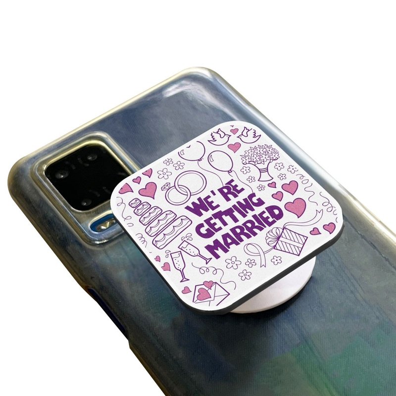 Wedding Day Square Phone Socket Purple We are Getting Married Customization Gift - Phone Stands & Dust Plugs - Plastic Purple