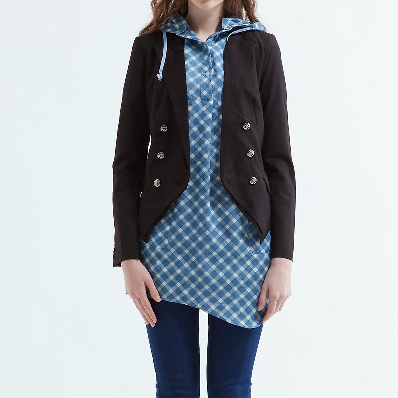 【福袋】 -長版襯衫+西裝外套/二件3折限量組合包 - 西裝外套 - 棉．麻 藍色