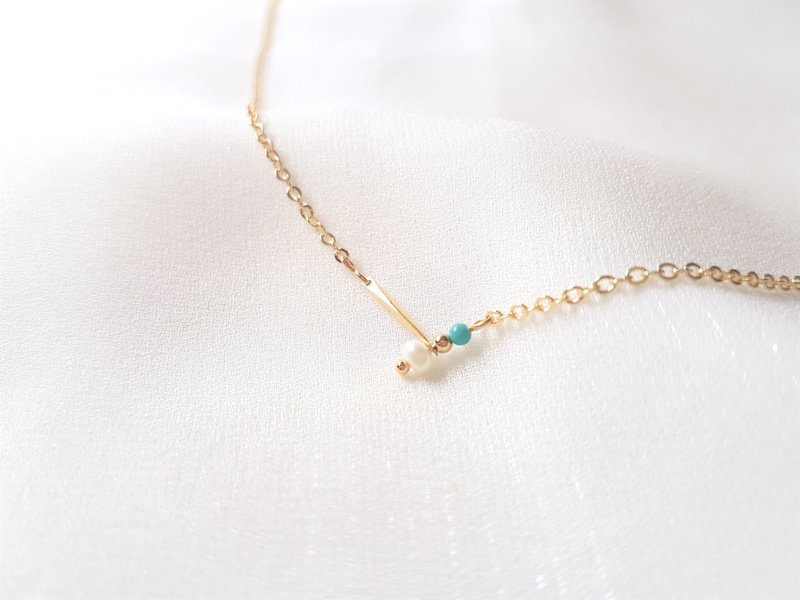 Symbiosis‧Pearl Turquoise Stone December Birthstone - สร้อยคอ - ไข่มุก หลากหลายสี