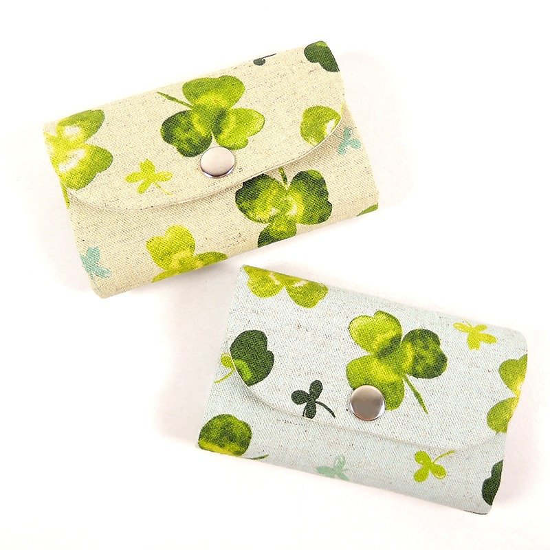 Small three-card pouch universal card holder / card sleeve - Clover - Card Holders & Cases - Cotton & Hemp Green