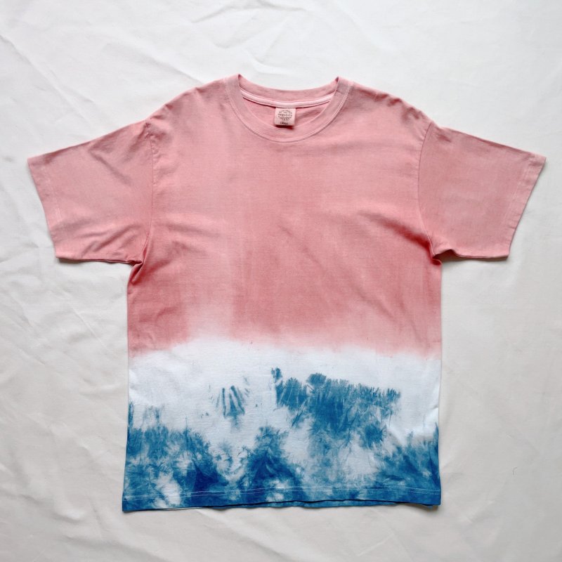 日本製 手染め Coloring TEE　organic cotton　藍染 泥染 染色 Indigo Mud dyed shibori 絞り染め - 女 T 恤 - 棉．麻 藍色