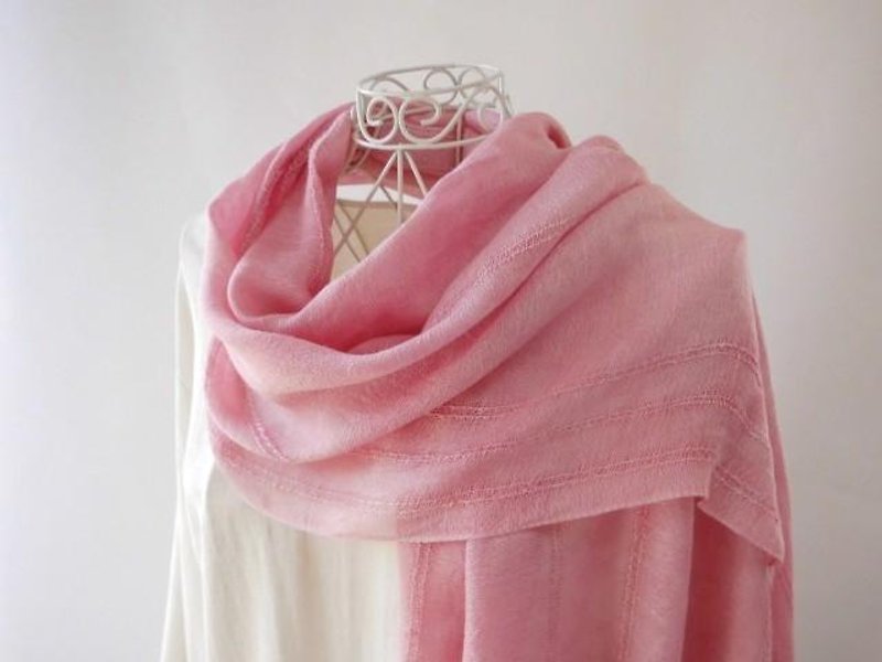 Cosmos _ 3 plant dyeing · silk · large format long stall - Scarves - Silk Pink