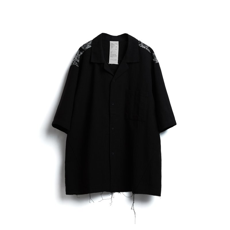 Cuban Shirts - 男襯衫/休閒襯衫 - 棉．麻 黑色