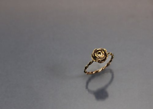 Maple jewelry design 花系列-麻花玫瑰黃銅戒(小)