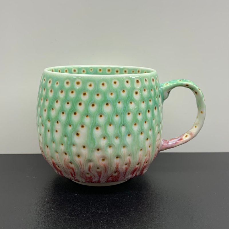 孔雀開屏 咖啡杯 280ml 邱毓寧 鶯歌 A6-05 - 茶壺/茶杯/茶具 - 瓷 多色