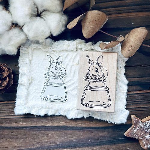 小玉的貼貼世界 no.186 可愛兔 - 妮妮 - 墨水瓶 楓木印章