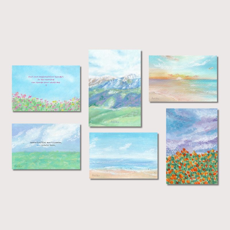 Postcard pastel landscape โปสการ์ดแต่งห้อง รูปตกแต่งผนัง ภาพติดผนัง การ์ดตกแต่ง - การ์ด/โปสการ์ด - กระดาษ หลากหลายสี